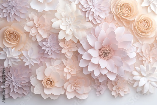 Beautiful Paper Flowers Wall Art Arrangement in Soft Pastel Colors for Elegant Decor