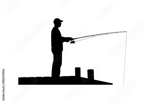 Silhouette of Man Fishing