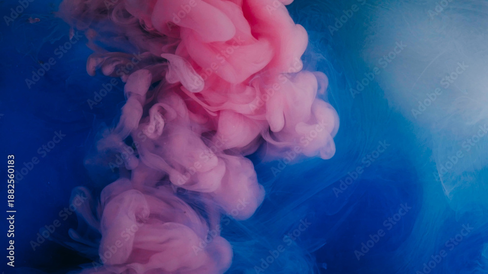 Obraz premium Color smoke. Paint water splash. Defocused pink purple blue fluid chemical wet fume spreading on abstract art acrylic creative background.