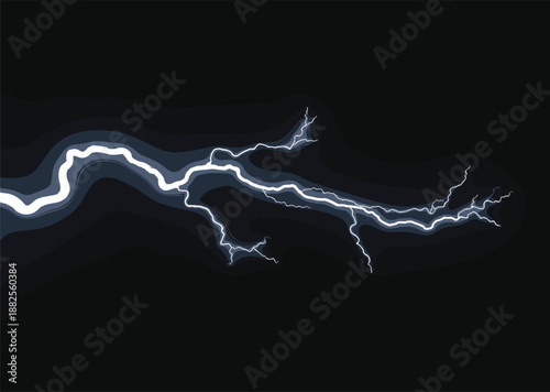 Abstract Blue Lightning Strike Illustration With Glowing Electric Discharge Effects Isolated On Black Background For Creative Power And Energy Designs