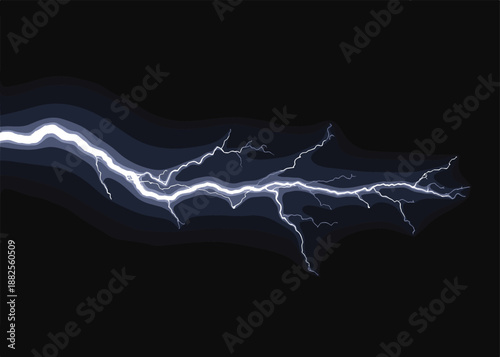 Abstract Blue Lightning Strike Illustration With Glowing Electric Discharge Effects Isolated On Black Background For Creative Power And Energy Designs
