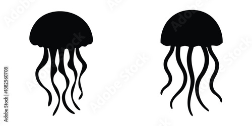Jellyfish silhouette, Jellyfish vector illustration, Jellyfish icon, Jellyfish clipart