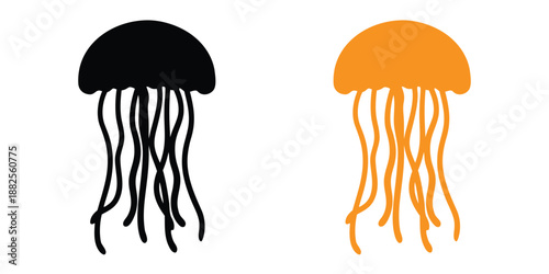 Jellyfish silhouette, Jellyfish vector illustration, Jellyfish icon, Jellyfish clipart
