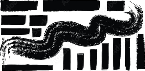 Exploring artistic techniques with expressive brush strokes and geometric patterns