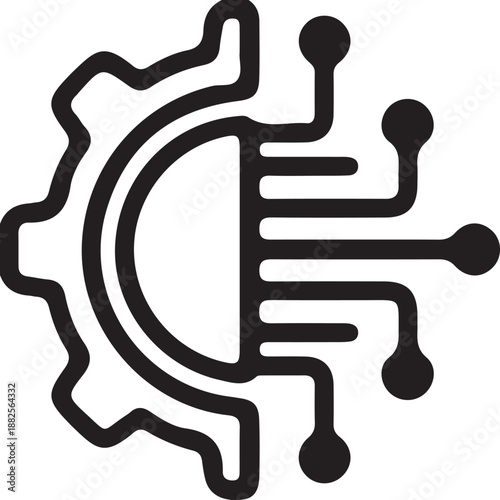 Highlights the fusion of physical machinery and digital logic.