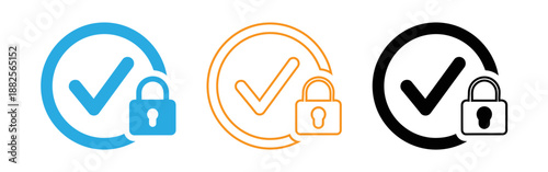 Security and verification icons with locks and checkmarks