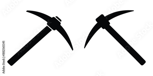 Pickaxe icon vector silhouette. Mining tool. Vector sign
