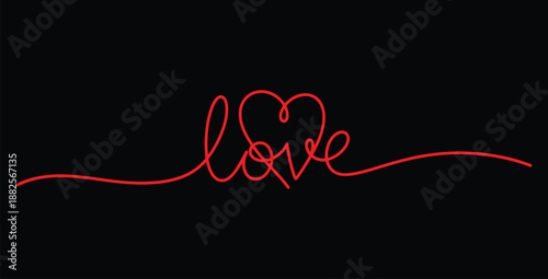 Принти на полотні Minimalist continuous one line drawing of the word love creatively formed with a