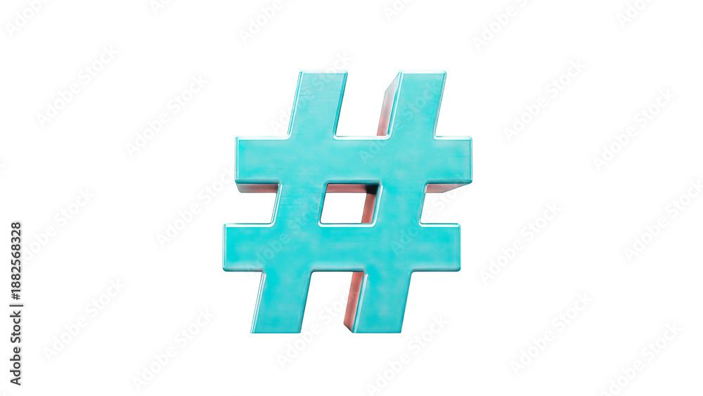 Obraz premium 3D Teal Hashtag Symbol