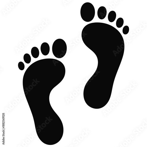 Footprint icon showing two flat foot prints for web interfaces app design fitness tracking and location guidance