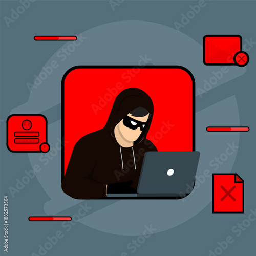 Hacker warning on smartphone with alert sign and login error, representing cybercrime threats, account breach, identity theft, phishing email and hacker attack.