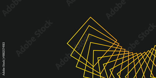 Background line radial pattern square orange on black color. Technology banner template