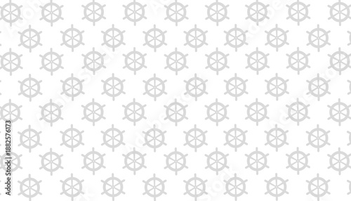 Ship Wheel Seamless Pattern Light Gray Minimal Nautical Background