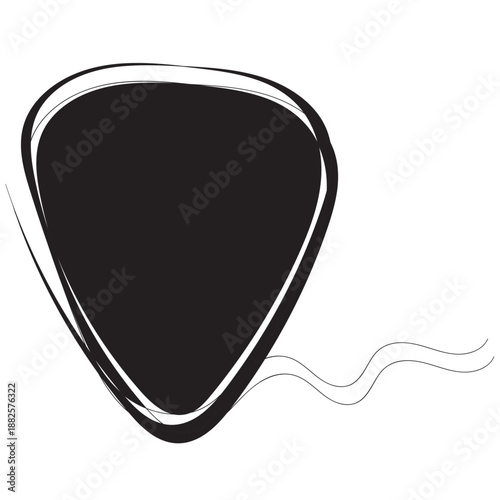 continuous line guitar pick.one line drawn guitar pick icon. Single line vector illustration. Isolated white background