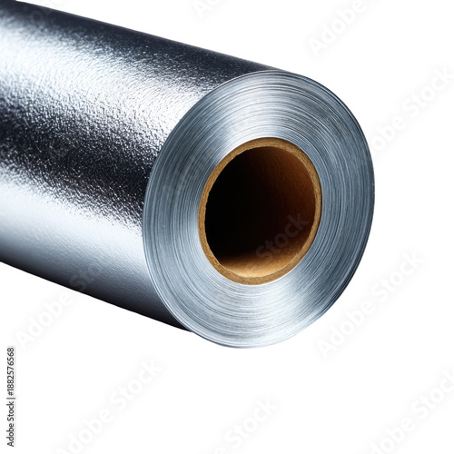 Macro shot of aluminum foil roll in clear detail studio environment high resolution