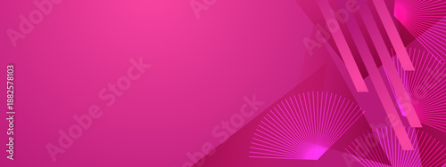 Sophisticated pink and magenta background featuring delicate fan-like line patterns and solid geometric overlays