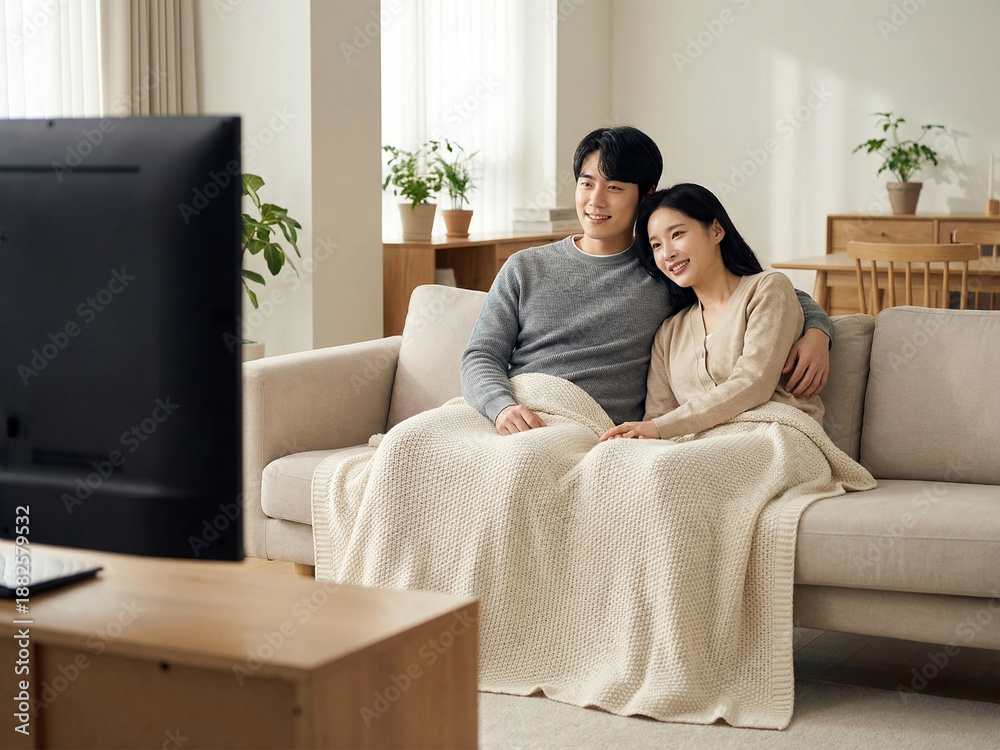 Obraz premium 거실에서 쉬는 커플 / Couple Relaxing in Living Room