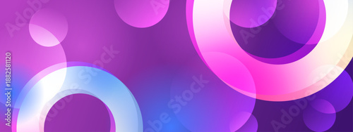 Dynamic purple background featuring overlapping glowing rings and soft bokeh light circles