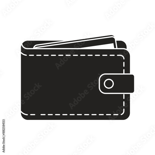 Black silhouette of a bifold wallet with stitched detail symbol de
