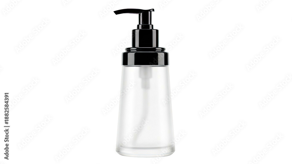 Obraz premium Frosted Glass Lotion Pump Bottle with Black Dispenser