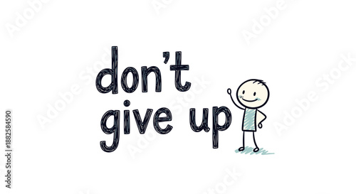 Inspirational quote with cartoon character encouraging perseverance.
