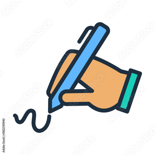 Digital Signature Icon - Lineal Color