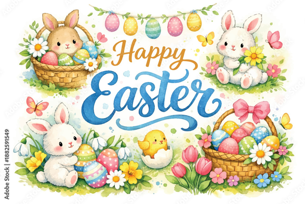 Fototapeta premium Handdrawn happy easter