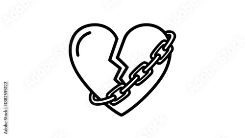 Broken heart mended with chain