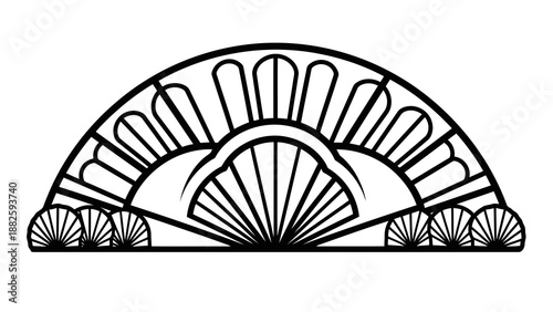 Simple black and white hand fan illustration