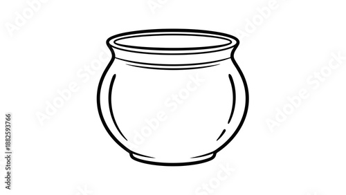 Simple black and white illustration of a pot