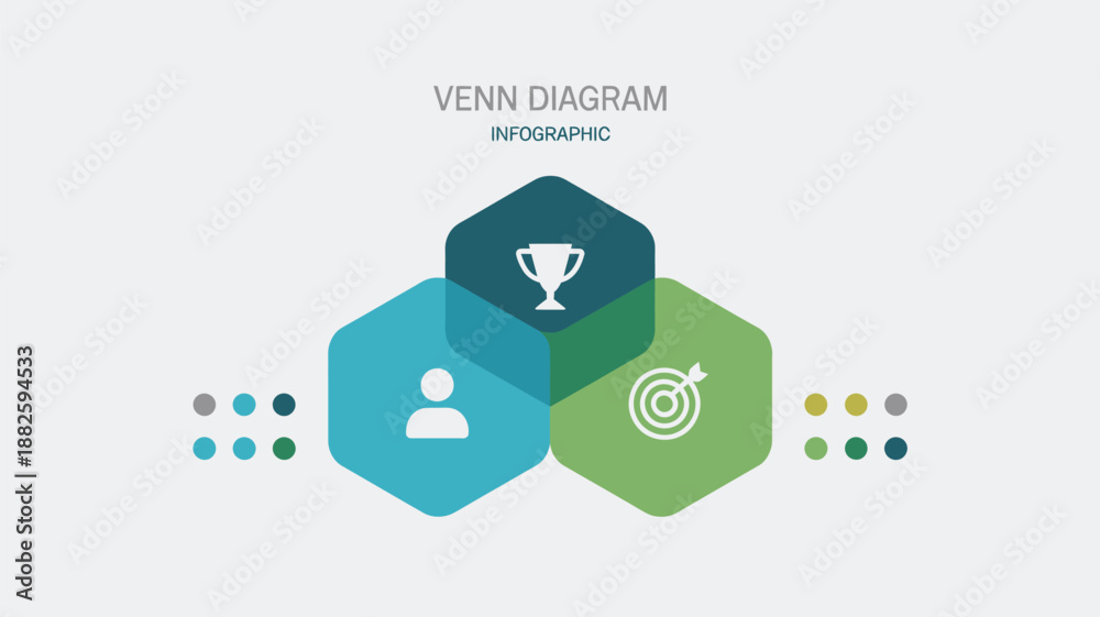 Naklejka premium Modern Venn Diagram Infographic with Overlapping Business and Strategy Concepts 