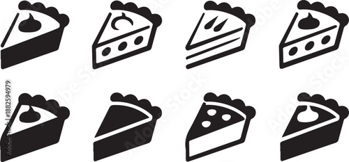 Cheesecake slice simple silhouette vector illustration icon set