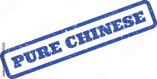 Blue rustic rubber stamp impression featuring the phrase pure chinese, denoting cultural background