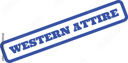 Classic grunge blue rubber stamp displaying the phrase Western Attire on a bright backdrop