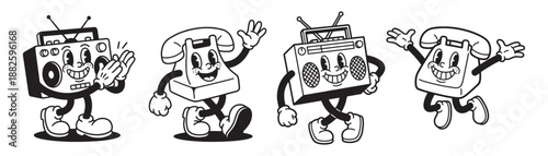 Boombox Radio Television and Telephone Characters