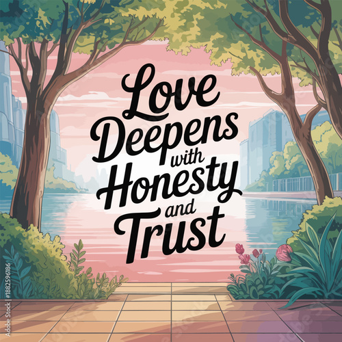 Love deepens with honesty and trust beautifully displayed in a serene urban park landscape