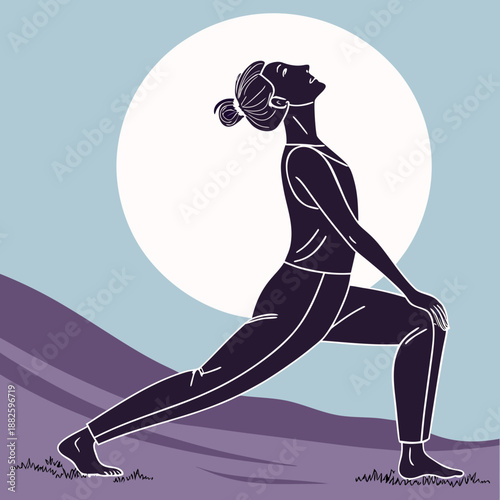 Peaceful Yoga Pose Silhouette with Calm Sunset Background