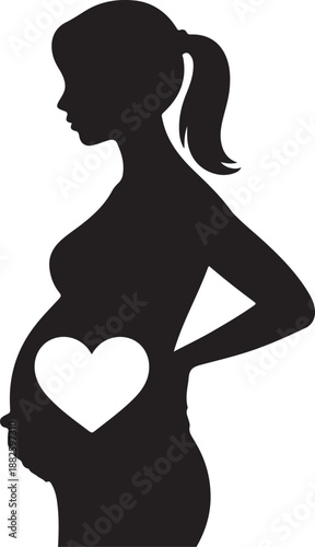 Pregnant woman flat silhouette icon