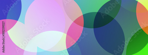 A collection of pastel colored spheres intersecting with varying levels of transparency on a clean canvas