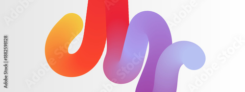 Three dimensional looking fluid lines with colorful gradients flowing across a light grey minimalist surface