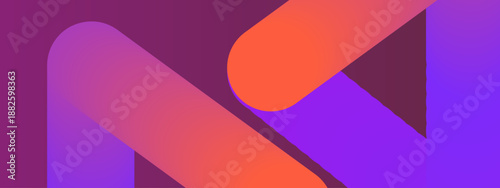 Stylish abstract composition with thick diagonal rounded lines featuring a warm orange and purple color palette