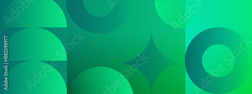 Fresh green abstract background showcasing overlapping geometric shapes and smooth color transitions