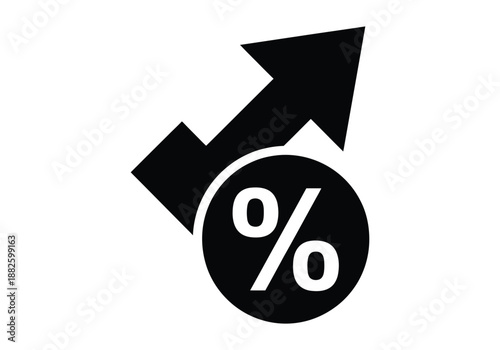 Increasing percentage symbol with upward arrow