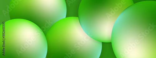 A collection of organic green spheres with smooth gradients and soft shadows creating a refreshing and eco-friendly visual feel