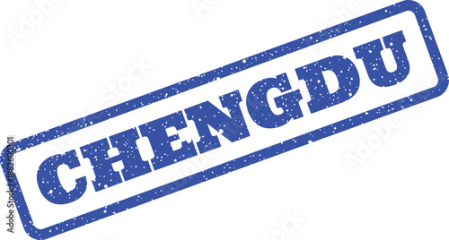 Distressed rubber stamp displaying the city name Chengdu, an ideal element for travel or geographical themed content
