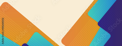 Modern abstract background featuring sharp diagonal rectangles and lines in orange teal and dark blue with subtle shadow effects