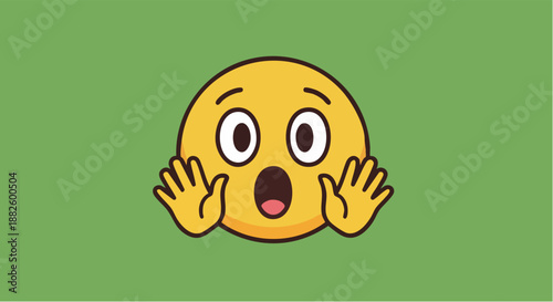 Shocked Face Emoji Icon Illustration on Green Screen Background