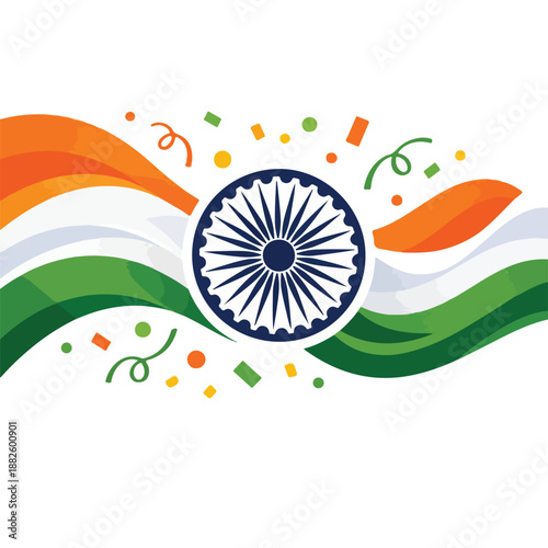 India Republic Day Celebration - Professional Patriotic Illustration featuring National Flag Tricolor, 26th January Commemoration, Modern Cultural Parade Concept, and Indian Unity Heritage Vector
