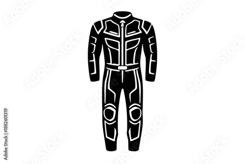 Minimal racing suit icon with zipper and padding details