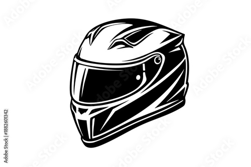 Isometric racing helmet illustration showing visor and shell details